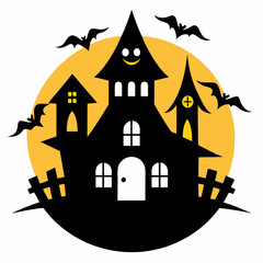 Haunted house with creepy house vector illustration on white background