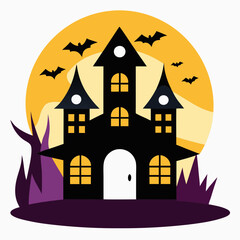 Haunted house with creepy house vector illustration on white background