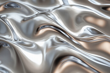 shiny silver fabric with a wave pattern. The image has a sleek and modern feel to it