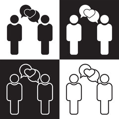 Flirt talk icon.  isolated on white and black  background. Vector illustration. EPS 10