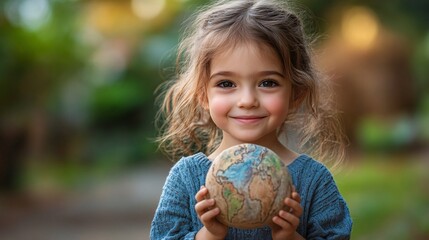 Joyful Child Holding Handmade World Children Day Card with Proud Smile - Close-Up Portrait of Little Kid Celebrating Special Occasion