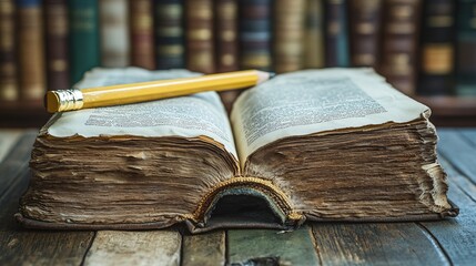 Philosophy Book Pages Being Annotated with Pencil - Close Up of Worn Text in Study Session