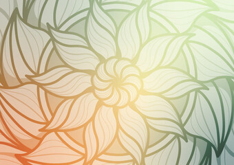 Fototapeta premium Mandala green flower red line soft gradient background