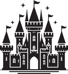 Obraz premium Ancient Castle silhouette vector illustration isolated on a white background
