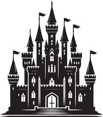 Obraz premium Ancient Castle silhouette vector illustration isolated on a white background