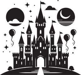 Ancient Castle silhouette vector illustration isolated on a white background