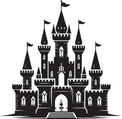 Obraz premium Ancient Castle silhouette vector illustration isolated on a white background