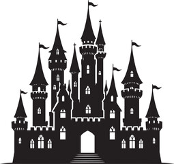 Obraz premium Ancient Castle silhouette vector illustration isolated on a white background