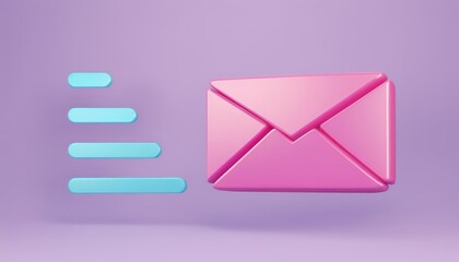 Colorful 3D envelope graphic on a purple background symbolizing communication and speed.