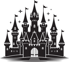 Obraz premium Ancient Castle silhouette vector illustration isolated on a white background