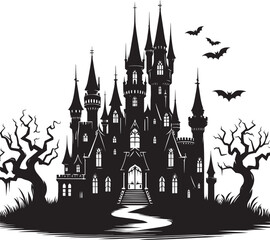 Obraz premium Ancient Castle silhouette vector illustration isolated on a white background