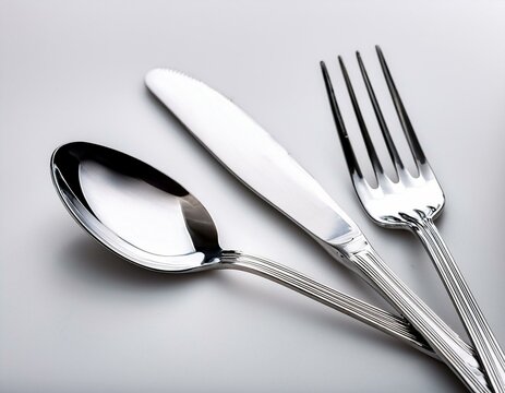 Cubiertos de cocina sobre la mesa de cocina o restaurante para hosteler&iacute;a men&uacute;s de restaurante cat&aacute;logos de vajilla dise&ntilde;o culinario y campa&ntilde;as de alimentaci&oacute;n aislados sobre fondo blanco