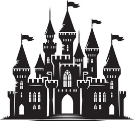 Obraz premium Ancient Castle silhouette vector illustration isolated on a white background