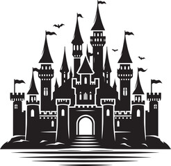 Obraz premium Ancient Castle silhouette vector illustration isolated on a white background