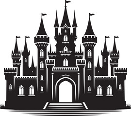 Ancient Castle silhouette vector illustration isolated on a white background