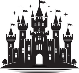 Fototapeta premium Ancient Castle silhouette vector illustration isolated on a white background