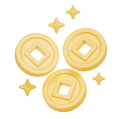 3d rending of Chinese coins for Chinese New Year