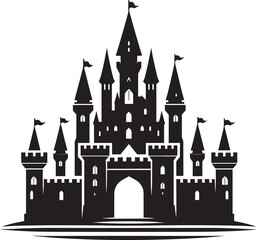 Obraz premium Ancient Castle silhouette vector illustration isolated on a white background