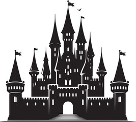 Obraz premium Ancient Castle silhouette vector illustration isolated on a white background