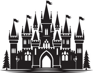 Obraz premium Ancient Castle silhouette vector illustration isolated on a white background