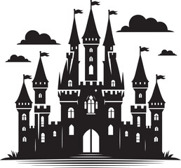 Ancient Castle silhouette vector illustration isolated on a white background