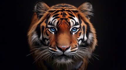 Fototapeta premium Close Up Portrait of a Majestic Tiger with Blue Eyes