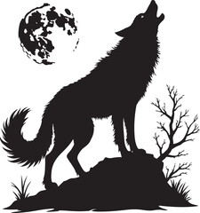 Silhouette of a werewolf howling at the moon