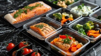 Healthy Meal Prep with Salmon and Vegetables
