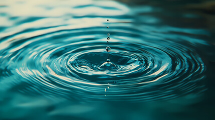 Ripples from water drop on calm lake