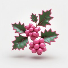 a 3d pink holly leaf icon
