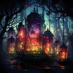 Fototapeta premium Dark Fantasy Laboratory Vector Icon with Sinister Magical Elements