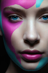 beauty portrait of Girl in Paint cover beautiful face