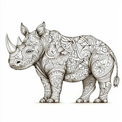 Obraz premium Intricate Line Art of a Rhinoceros Coloring