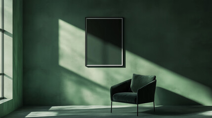 Beautiful Luxury Interior Mockup | Vertical Empty Poster Display in Modern Room | Elegant, Stylish Wall Decor Template for Design & Art Presentation