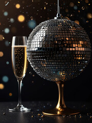 Obraz premium disco ball with champagne