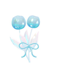 Glossy Y2K-Inspired Blue Ocean 3D Flower