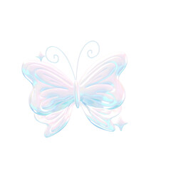 Glossy Y2K-Inspired Blue Ocean 3D Butterfly