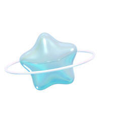 Glossy Y2K-Inspired Blue Ocean 3D star