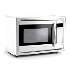 Obraz premium Stainless Steel Microwave Oven on White Background
