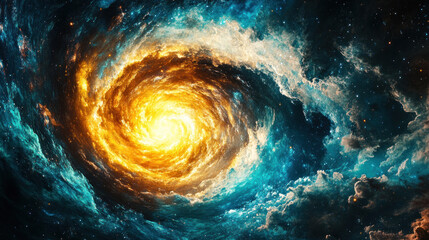 A cosmic meditation background featuring swirling galaxies and vibrant energy fields, perfect for spiritual practices and inner peace