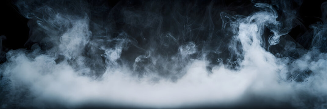 Real smoke exploding outwards with empty center. Dramatic smoke or fog effect for spooky Halloween background.