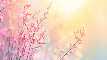 Fototapeta premium Delicate Pink Flowers in Soft Light Background