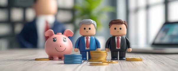 Obraz premium Financial rescue package under discussion, worried business leaders during recession, CGI, Sharp Focus, High Resolution, 3D illustration.