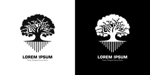 tree-shaped logo design with a blend of classic and modern styles