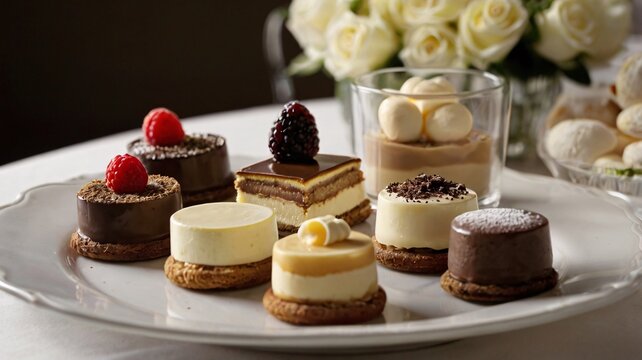 chocolate cake with cream and strawberries