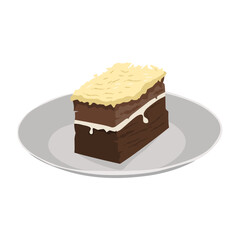 illustration of a piece of sponge cake on a plate