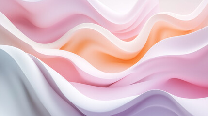 Urokliwe, abstrakcyjne tło z falującymi kształtami w trzech wymiarach, wypełnione pastelowymi barwami. 