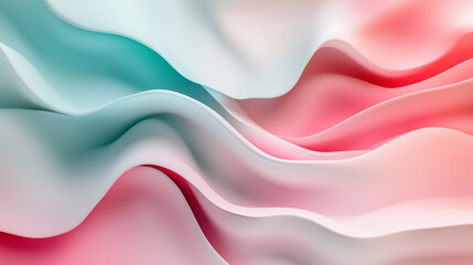 Urokliwe, abstrakcyjne tło z falującymi kształtami w trzech wymiarach, wypełnione pastelowymi barwami. 