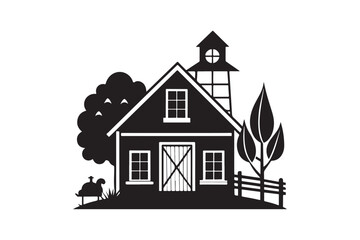 Farmhouse silhouette vector illustration