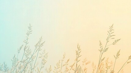 Fototapeta premium Soft Pastel Background with Grass Silhouette
